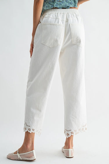 Clea Pant white cropped pants back view showing relaxed tailored silhouette.