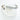 A silver colored bracelet cuff with a white and clear color scheme, displayed on a white surface.