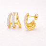 Elvies Hoop Earrings gold multi band pavé zirconia hoop earrings.