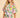 Model wearing the Enus Top in abstract print cotton with short balloon sleeves and relaxed fit. 