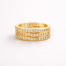 Ezer Ring multi-row pavé band ring with clear stones in gold finish on neutral background