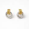 Two Tone Interlocking Knot Earrings Gold and Silver Stud Earrings Minimal Design