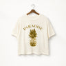 Grola Paradise Graphic Tee ivory cotton t shirt with golden pineapple print front view