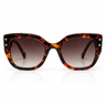 Joyelle Sunglasses with bold oversized square frame in tortoiseshell acetate and brown gradient lenses for a classic statement look.