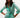 A female model wearing a green metallic foil print linen shirt with a V-neckline and a belt.