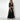 Lawery Wrap Dress black wrap-style maxi dress front view on model with sash belt.