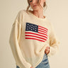 Liberty Knit Sweater in cream with bold American flag design