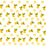 Lity Scarf with scattered yellow lemon print on a clean white background, featuring small detailed citrus illustrations in a lightweight square scarf design.