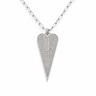 Loveme Necklace featuring a polished silver-tone elongated heart pendant covered in shimmering cubic zirconia, suspended from a delicate chain and styled on a light neutral background for a modern, elegant everyday look.