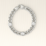 Silver chain bracelet with zirconia details on a neutral beige background – Lyric Bracelet by Matte