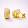 Margarette Hoop Earrings gold hoop earrings with micro pearl detailing textured design.