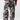 Back view of metallic floral trousers with wide leg relaxed fit and elastic waistband