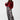 Full styled look of metallic floral wide leg trousers with red knit sweater and statement belt