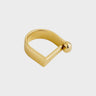 Myra Ring — geometric sculptural ring in gold with mirror-polished finish on silver background, modern minimalist jewelry by Matte.