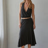 Miwa Top black halter top full body outfit front view.