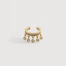 Modena Ear Cuff in polished gold featuring a pavé crystal band with delicate dangling crystal charms, designed as a sparkling statement ear cuff on a clean neutral background.