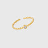 Morelia gold adjustable ring with twisted rope design on white background