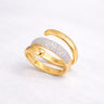 Morris Ring in gold featuring a wide polished band with a central row of pavé cubic zirconia, set on a soft light gray background with subtle shadow