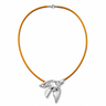 Newi Necklace silver dove pendant on cord necklace against neutral background, showing sculptural bird design and minimal modern style.