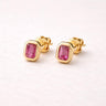 Pinda Stud Earrings pink zirconia pear cut gold stud earrings.