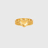 Heart Mirror Ring light gold polished heart ring with braided band on clean white background