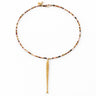Rue Necklace neutral beaded necklace with gold drop pendant minimalist delicate jewelry