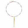 Rue Necklace pastel multicolor beaded necklace with gold pendant dainty statement necklace