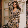 Sakura Printed Maxi Dress long sleeve full length dress with neutral floral print front view