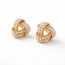 Suki Stud Earrings gold knot pearl stud earrings micro pearl textured design.