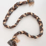 Twilight Sequin Rope Necklace displayed on white backdrop, braided rope with gold, bronze, and charcoal sequins, statement jewelry by Matte