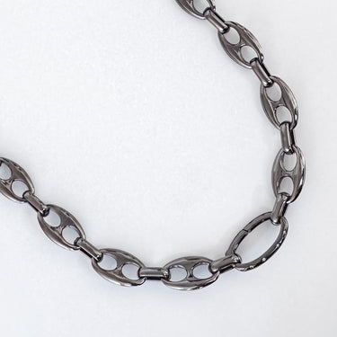 Close-up of Aite Necklace black enamel chunky chain links