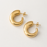 Alice Hoop Earrings featuring polished gold-plated chunky hoop earrings with a bold C-shaped silhouette, smooth mirror finish, lightweight hollow design, secure post-back closure, and modern statement style.