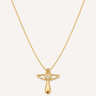 Angel Necklace gold angel pendant necklace with wing details on neutral background showing delicate chain and polished finish.