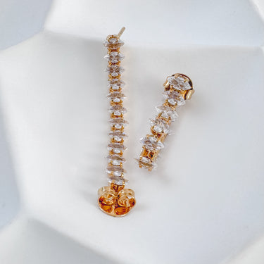 Beltaine gold plated stud earrings with cubic zirconia crystals by Matte