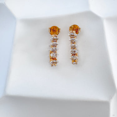 Gold plated Beltaine stud earrings with cubic zirconia, elegant design by Matte