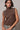 Front view of the Boon sleeveless knit top in brown featuring sparkling crystal shoulders and a mock neck.