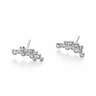 Boston Stud Earrings silver pavé ear climber stud earrings with zirconia stones on neutral background.