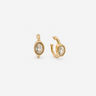 Braine Hoop Earrings featuring polished gold-plated hoop earrings with a bezel-set oval clear crystal charm, smooth rounded hoop silhouette, high-shine finish, secure hinged closure, lightweight design, and an elegant everyday style.