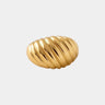 Calen Ring — gold ribbed ring with mirror-polished finish on silver statement jewelry by Matte.
