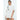 Capri white oversized tunic dress with silver floral embellishments worn by a model on a white background