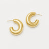 Clara Hoop Earrings featuring polished gold-plated open C-shaped hoop earrings with an elongated rounded silhouette, smooth high-shine finish, lightweight design, secure post-back closure, and a modern sculptural look.