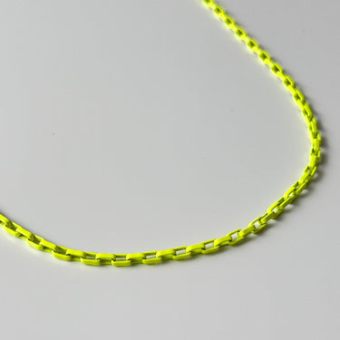 Crescent Necklace in yellow enamel and gold plated chain by Matte, minimal style jewelry
