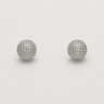 Delhi Stud Earrings front view of pavé sphere stud earrings showcasing crystal-covered rounded shape.