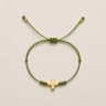 Faith Bracelet soft lime green adjustable cord bracelet with gold-tone cross charm.