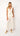 front view of woman wearing Golden Star Wide-Leg Pants, ivory fabric with gold star embroidery, high waist, relaxed fit