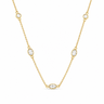 Gympi Necklace close-up of fine chain with evenly spaced stone details on neutral background, highlighting light-catching gold finish
