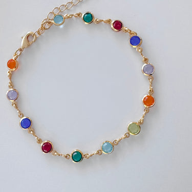 Howl gold chain bracelet with bezel-set multicolor gemstones – Matte jewelry