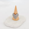 India Ring silver ring on cone display, studio shot

