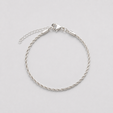 Jarvis Bracelet silver rope chain bracelet close-up product image.