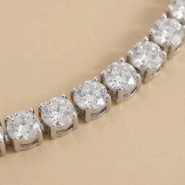 Joric Necklace close-up detail of sparkling simulated diamond tennis necklace setting.